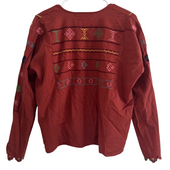 Zara Rust Embroidered Boho Blouse XS NWT - Picture 9 of 10